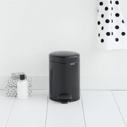 Image showing the newIcon Pedal bin, 3 litre, Matt Black/Walnut product.