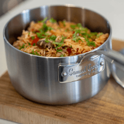 Image showing the Classic Triply Saucepan with Lid, 16cm, Stainless Steel product.