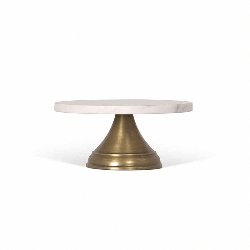 Brompton Marble Cake Stand, D25cm, Antique Brass Finish