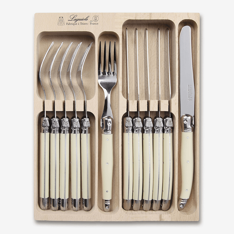 12 Piece Knife & Fork Set in Tray, Ivory
