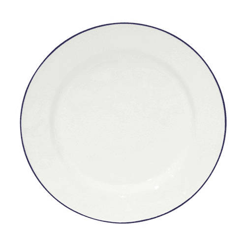 Beja Set of 6 dinner plates, 28cm, White With Blue Rim