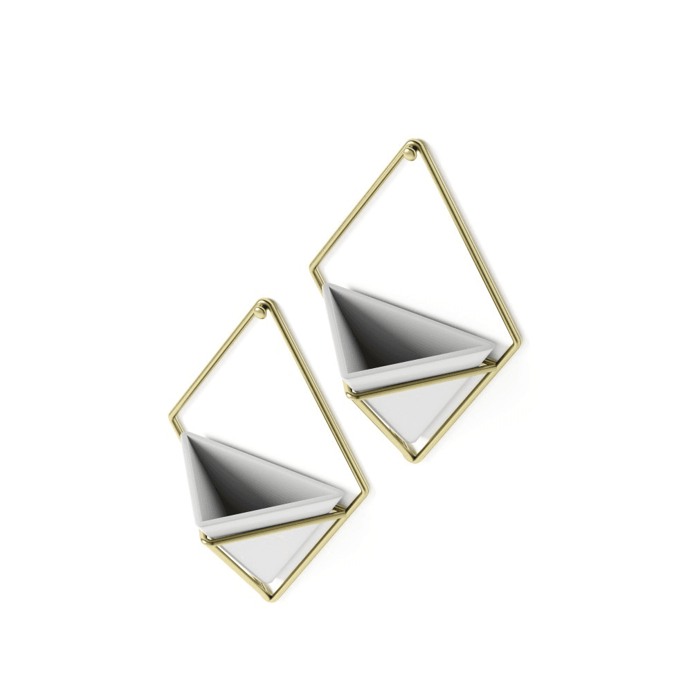Trigg Set of 2 small wall vessels, H19 x W6cm, White/Brass