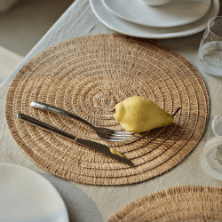 Image showing the Hessian Set of 4 Woven Round Placemats, D38cm, Natural product.