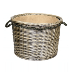 Image showing the Antique Wash Round Rope Handled Log Basket, Large product.