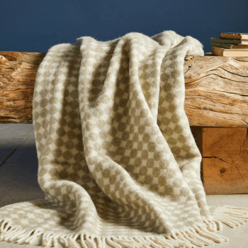 Image showing the Jacquard Spot Pure New Wool Throw, 130 x 200cm, Sage product.