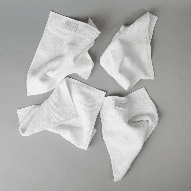 Organic 600gsm Set of 2 Face Towels, 30 x 30cm, White