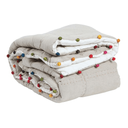 Image showing the Gastounet Eiderdown, 160 x 160cm, Grey/White/Blue/Pink product.