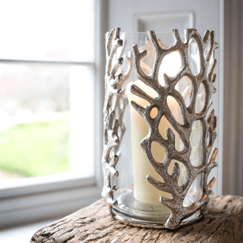 Image showing the Coral Hurricane lantern - small, 23 x 16cm, Clear/Silver product.