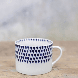 Image showing the Indigo Drop Set of 2 Mugs, 370ml, Indigo and Cream product.