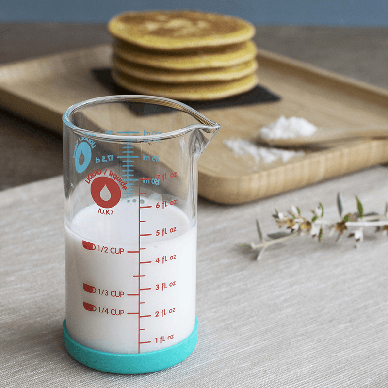 Glass Measuring Jug With Silicone Base, 200ml, Blue