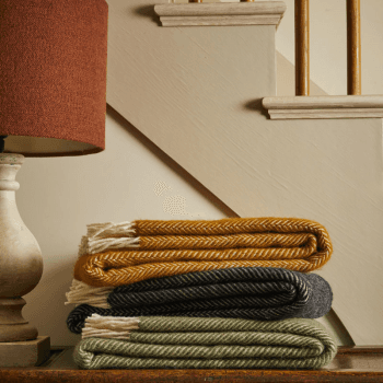 Image showing the Fishbone Throw, 150 x 183cm, English Mustard product.