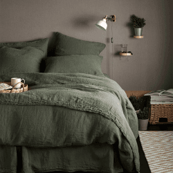 Image showing the Linen Oxford Pillowcase, Standard, Olive Green product.