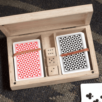 Image showing the Mango Wood card & dice set, 3.5 x 18 x 11.5cm, Mango Wood product.