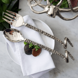 Image showing the Octopus Salad Servers, 32cm, Silver product.