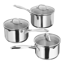Image showing the 7000 3 piece draining saucepan set, Stainless Steel product.