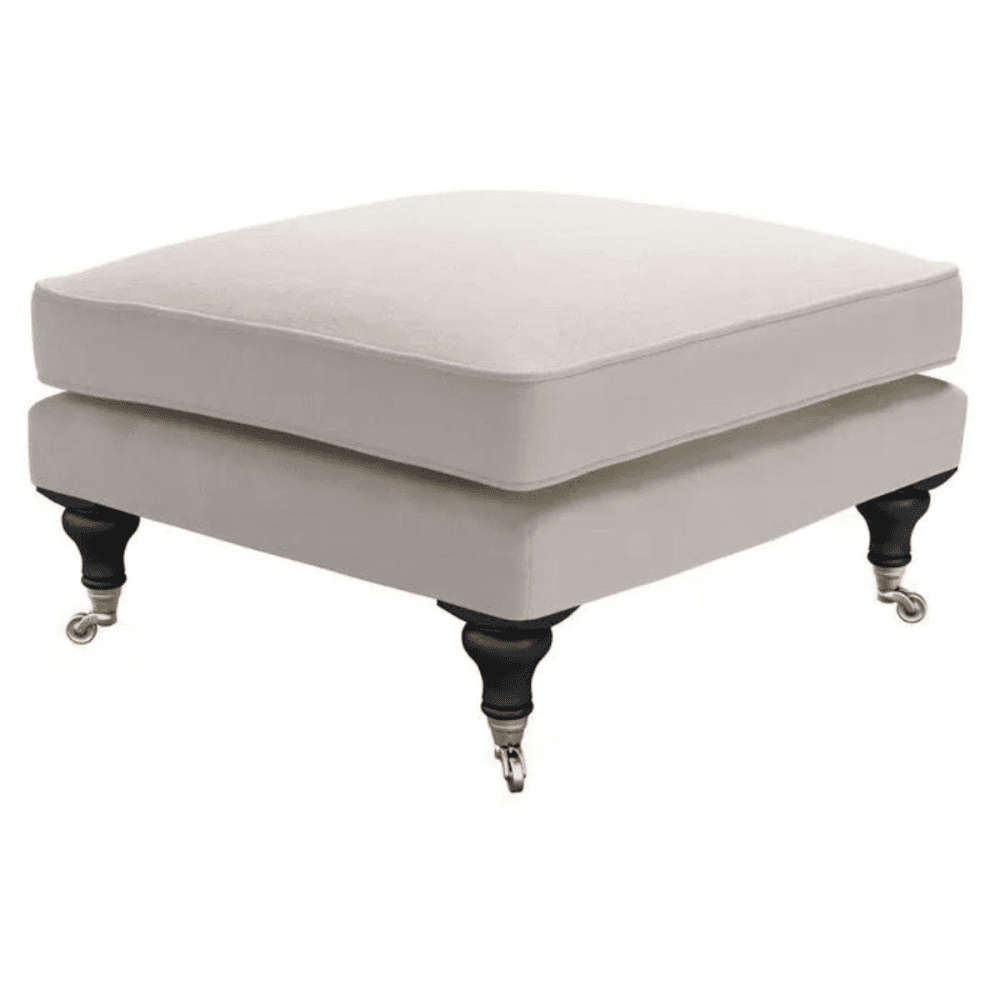 Bluebell Footstool, Medium Square, Taupe Brushed Linen, Taupe