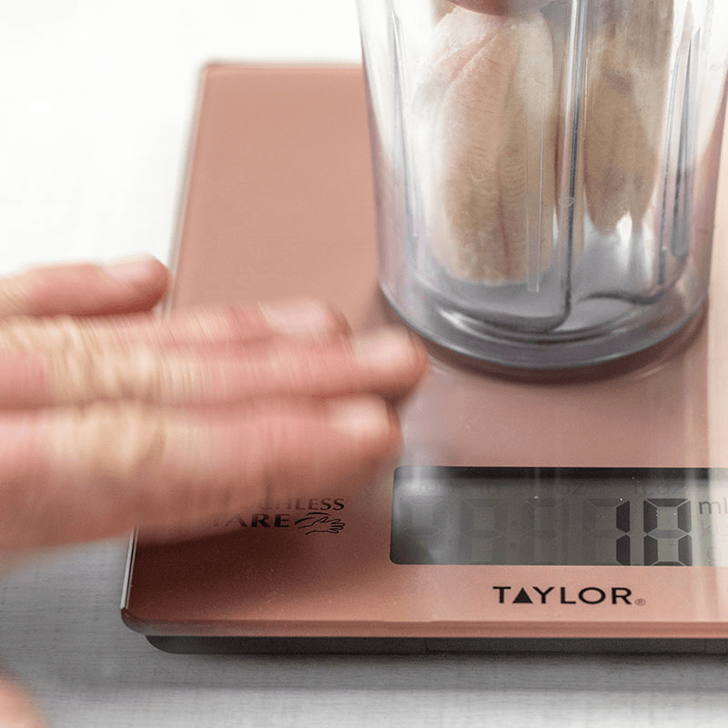 Touchless TARE Digital Dual Kitchen Scales, 5KG, Rose Gold