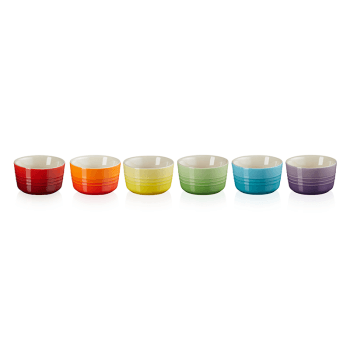Image showing the Stoneware Set of 6 mini ramekins, rainbow product.