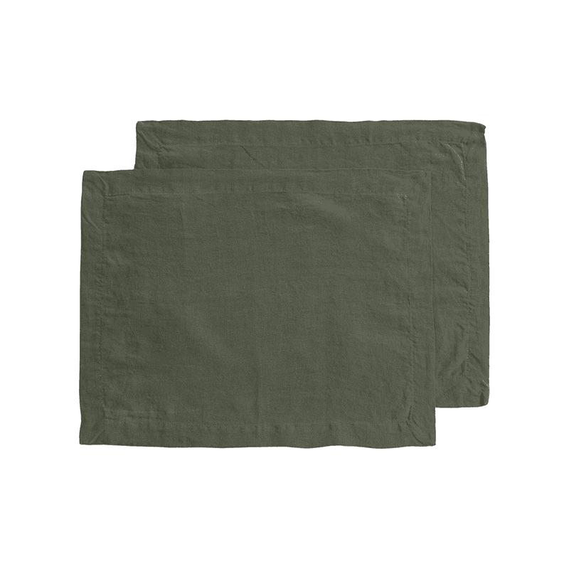 Linen Set of 2 Placemats, 35 x 50cm, Olive