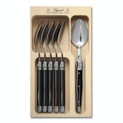 Image showing the Dessert Spoon Set, Black Handle, Set of 6 product.