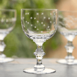 Image showing the Stars Set of 4 Patterned Crystal Wine Goblets, 250ml, Clear product.
