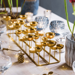 Image showing the Multi tea light holder, L56 x D13cm, Gold product.