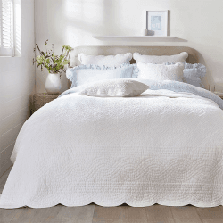 Image showing the Milfield Scallop Edge Double Quilt, Centimetre (cm), White product.