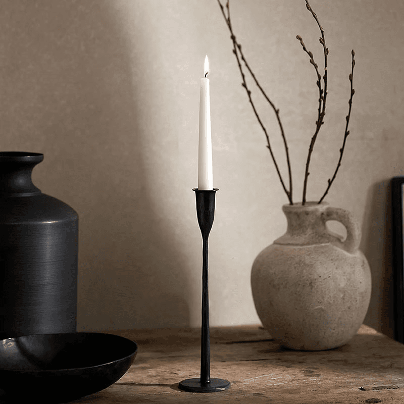 Stanton Forged Dinner Candle Holder, H30cm, Black