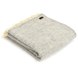 Image showing the Fishbone Pure New Wool Throw, 140 x 200cm, Silver Grey product.