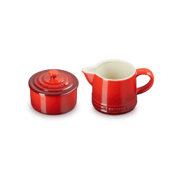 Image showing the Stoneware Milk & Sugar Set, Cerise product.