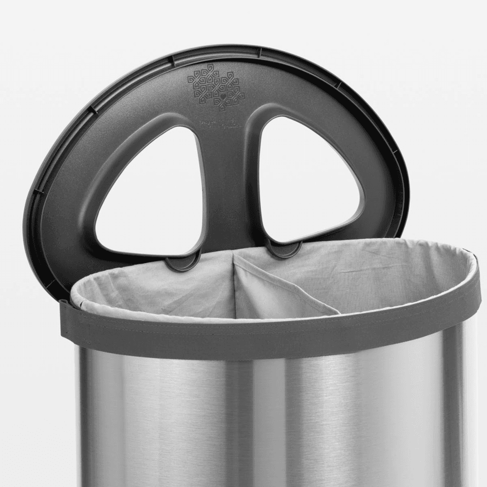 Double Laundry Bin, 55L, Matt Steel