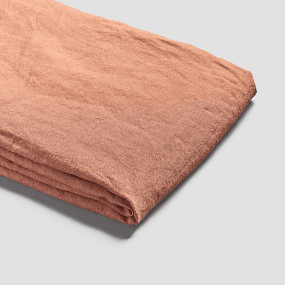 Burnout Orange Linen Duvet Cover, King