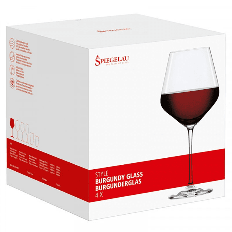 Style Set of 4 Burgundy Red Wine Glasses, 640ml, Clear
