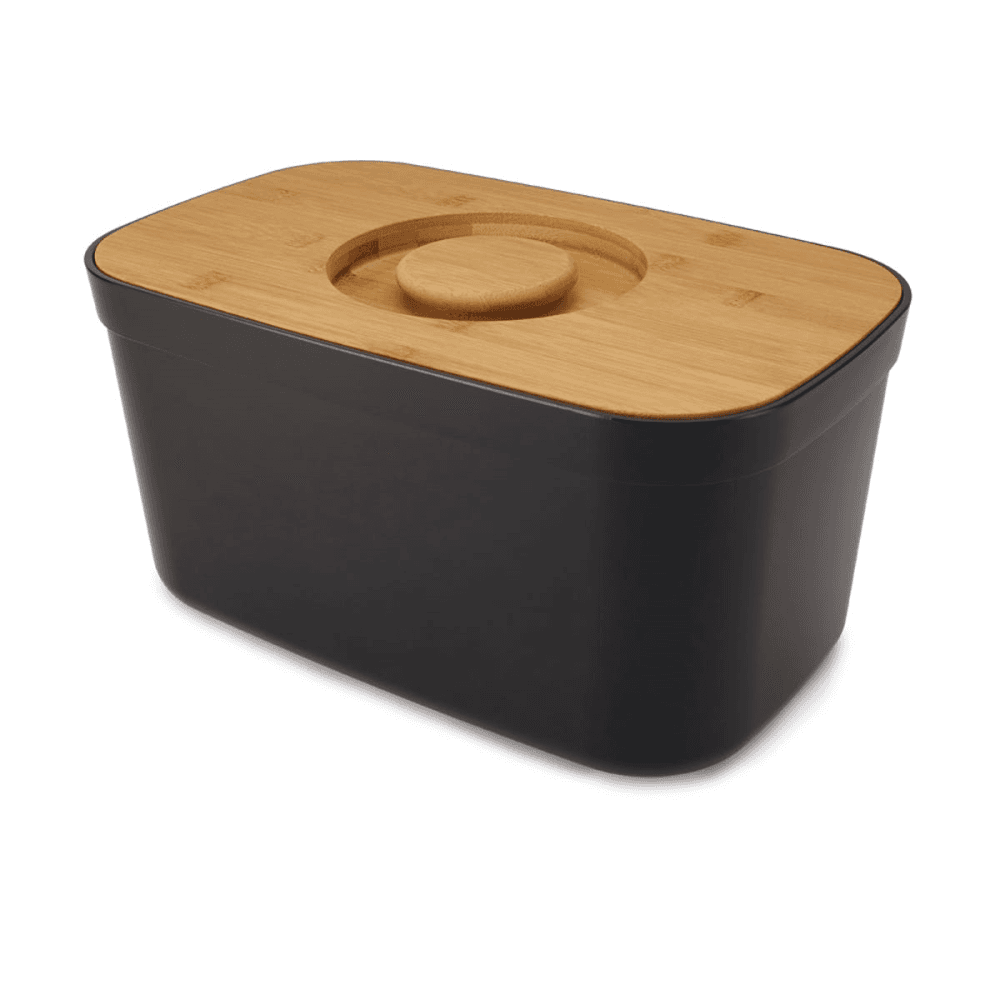 Bread bin with cutting board lid, H18 x W27 x D22cm, Black