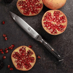 Image showing the Q30 Series Damascus Steel All Purpose Knife, 12cm, Black product.