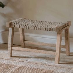 Image showing the Nish Mango Wood & Jute Strap Stool, Natural product.
