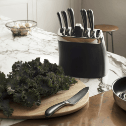 Image showing the Signature Knife Block Set with 6 Knives & Ceramic Sharpener, Black product.