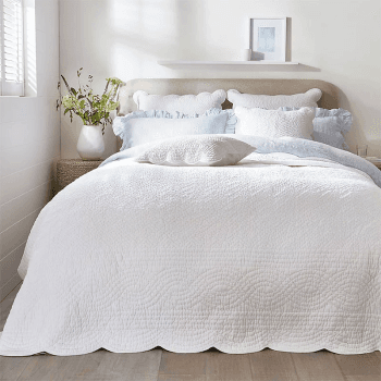 Image showing the Milfield Scallop Edge Double Quilt, Centimetre (cm), White product.