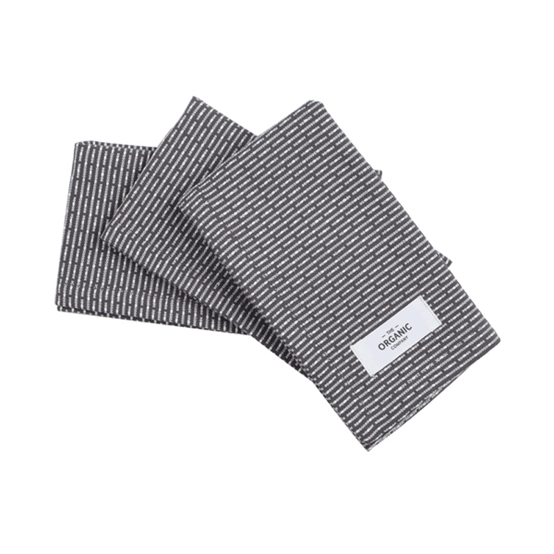 Piqué Set of 3 Kitchen Cloths, 35 x 30 cm, Evening Grey