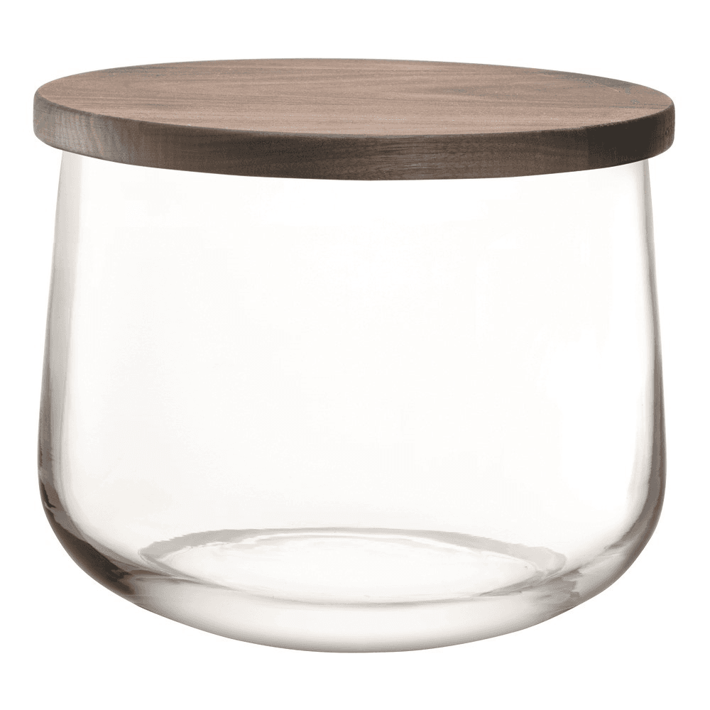 City Bowl with walnut lid, D22cm, clear