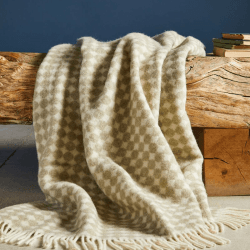 Image showing the Jacquard Spot Pure New Wool Throw, 130 x 200cm, Sage product.