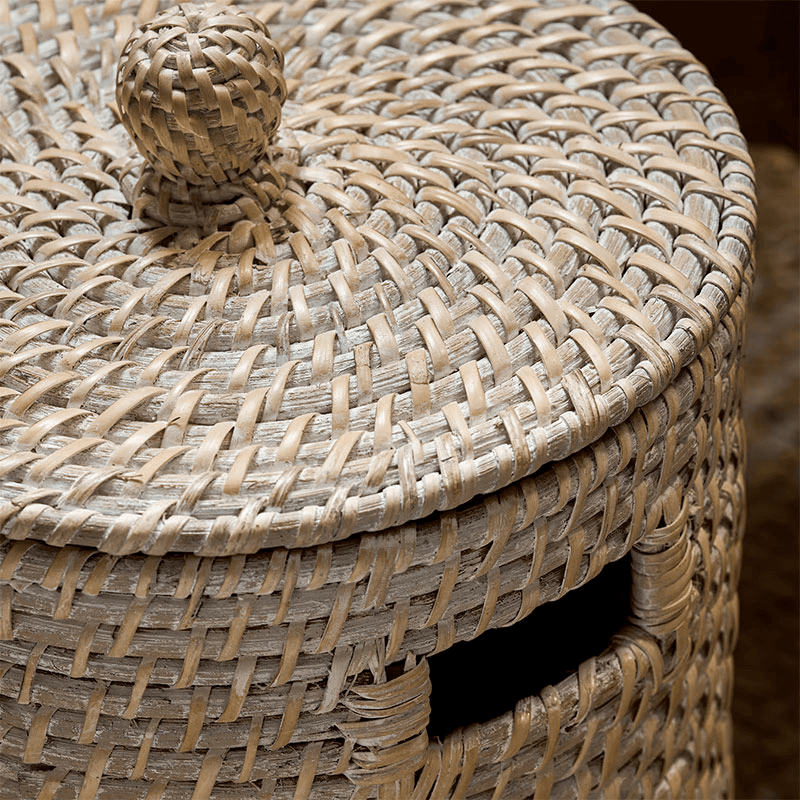 Wittering Rattan Bathroom Bin, H30cm, White