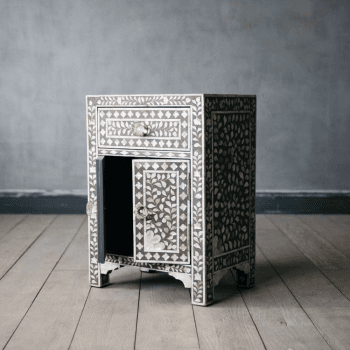 Image showing the Classic Inlay Side table, H60 x W43 x D30, Grey Mother Of Pearl product.