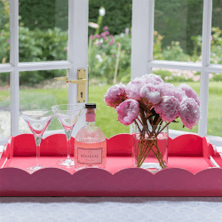 Image showing the Lacquered Scallop Ottoman Tray 66 x 43cm, Watermelon product.
