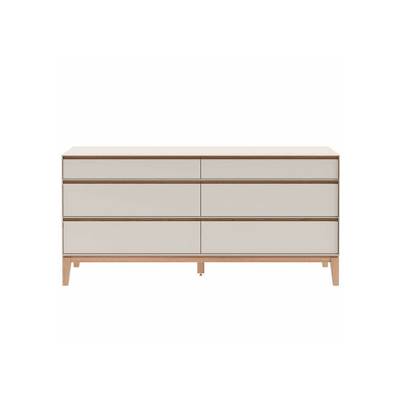 Lars Wide Six Drawer Dresser, H73 x W150cm, Cashmere and Oak