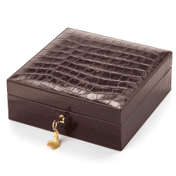 Image showing the Square 4 Watch Box, L20.5 x W20.5cm, Amazon Brown Croc product.