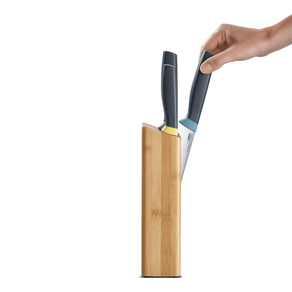 Elevate 5 piece knife set with bamboo block, H6 x W35.5 x D15cm, Opal
