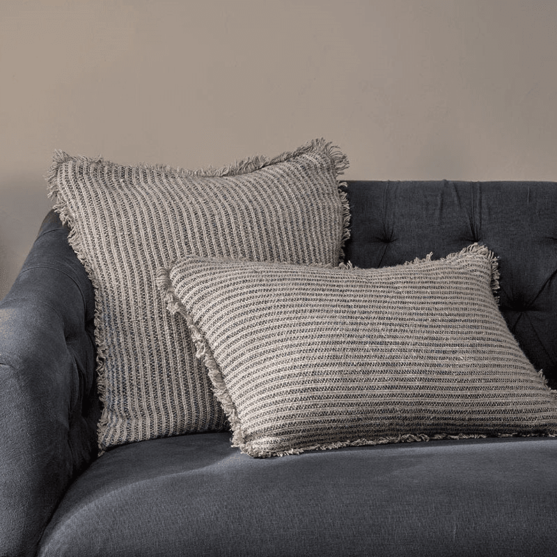 Gili Linen Cushion Cover, 50 x 50cm, Dark Green & Natural