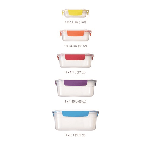Nest Lock Storage Box, Set of 5, Multi-Colour