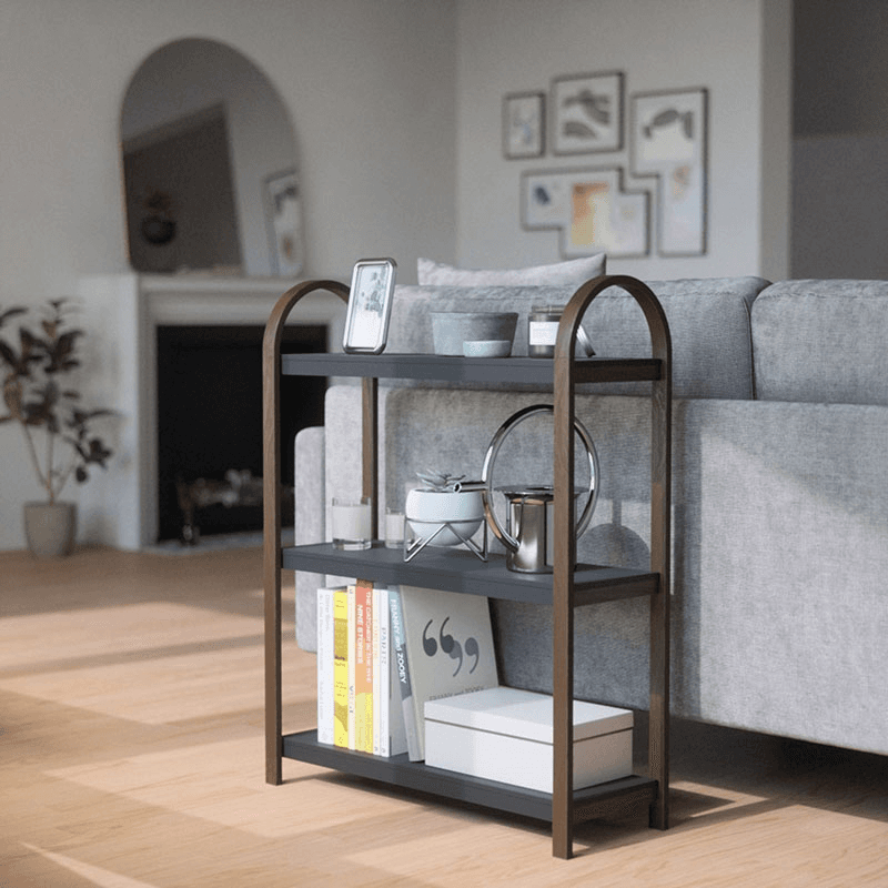 Bellwood Three Tier Freestanding Shelf, Black & Walnut